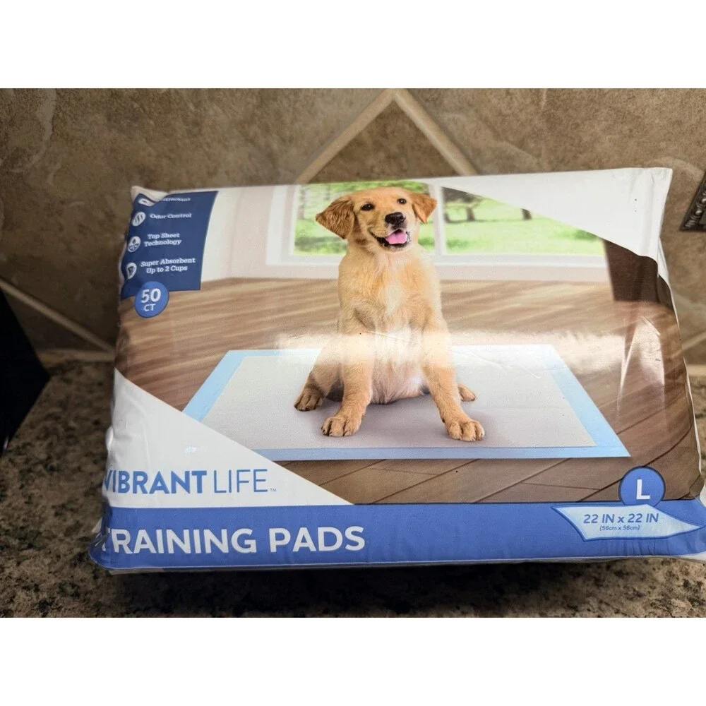 Vibrant Life Large 5-Layer Pet Training Pads, 22” x 22”, 50 Count